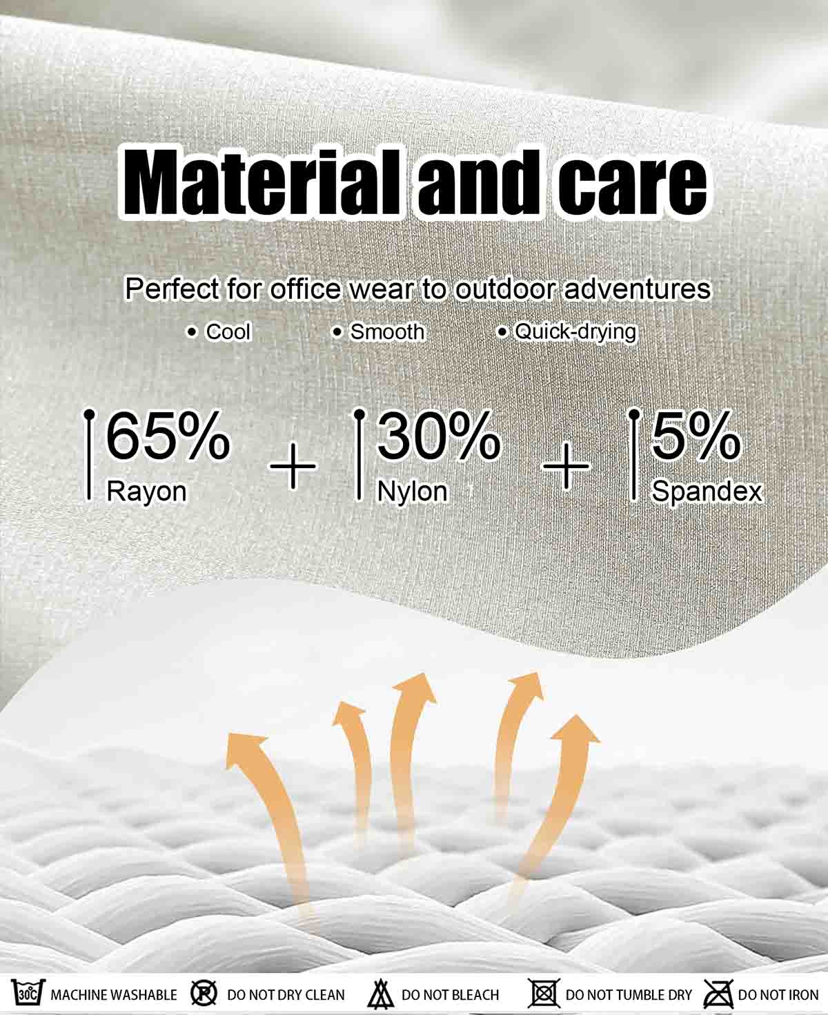 Lightweight, quick-drying fabric with stretch fibers, cool and smooth feel in baggy sweatpants, suitable for various activities.
