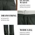 Mens Pinstripe Pleated Pants — Wide Leg & Striped