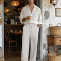 Mens Pinstripe Pleated Pants — Wide Leg & Striped