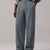 Mens Pinstripe Wide Leg Pants - Pleated & Drawstring