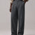 Mens Pinstripe Wide Leg Pants - Pleated & Drawstring