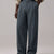 Mens Pinstripe Wide Leg Pants - Pleated & Drawstring