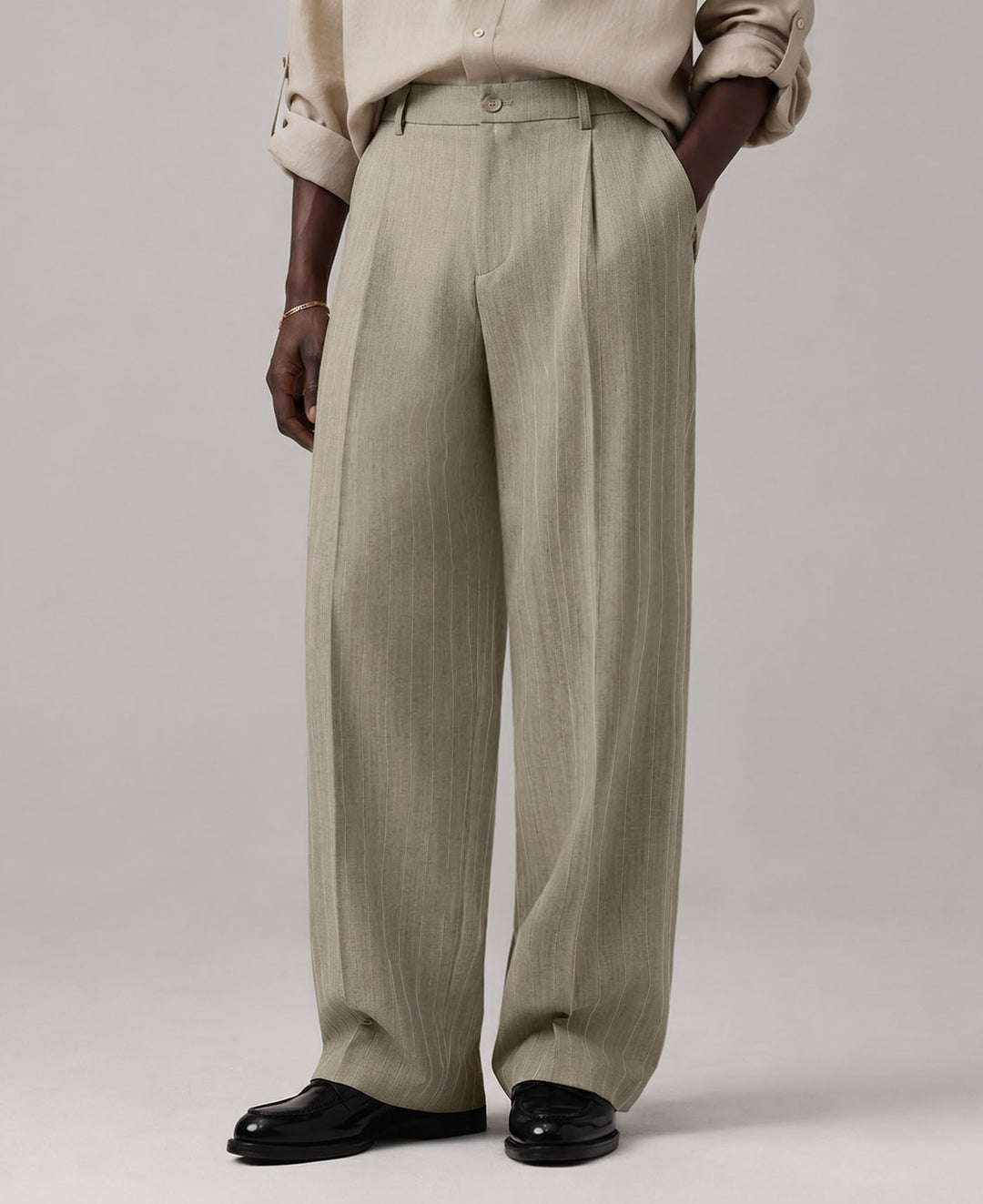 Mens Pinstripe Wide Leg Pants – Pleated