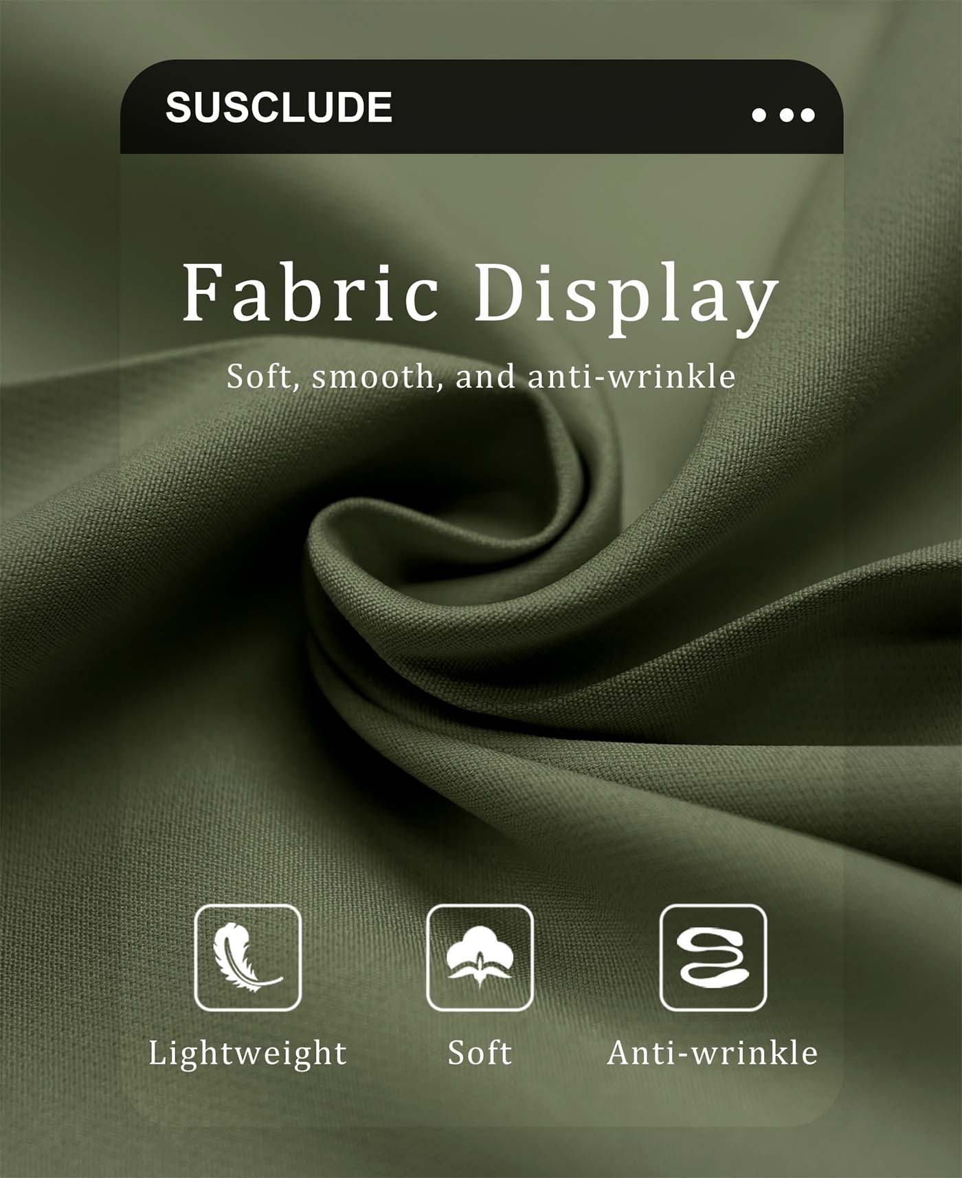 Lightweight soft wrinkle resistant fabric ideal for everyday wear with minimal care needed.