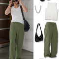 Styling ideas with army green Men's Pleated Baggy Dress Pants vests bags and more for versatile looks.
