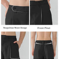 Features Neapolitan waistband front pleats slanted pockets elastic waist for diverse fits.