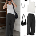 Styling ideas with black Men's Pleated Baggy Dress Pants vests bags and more for versatile looks.