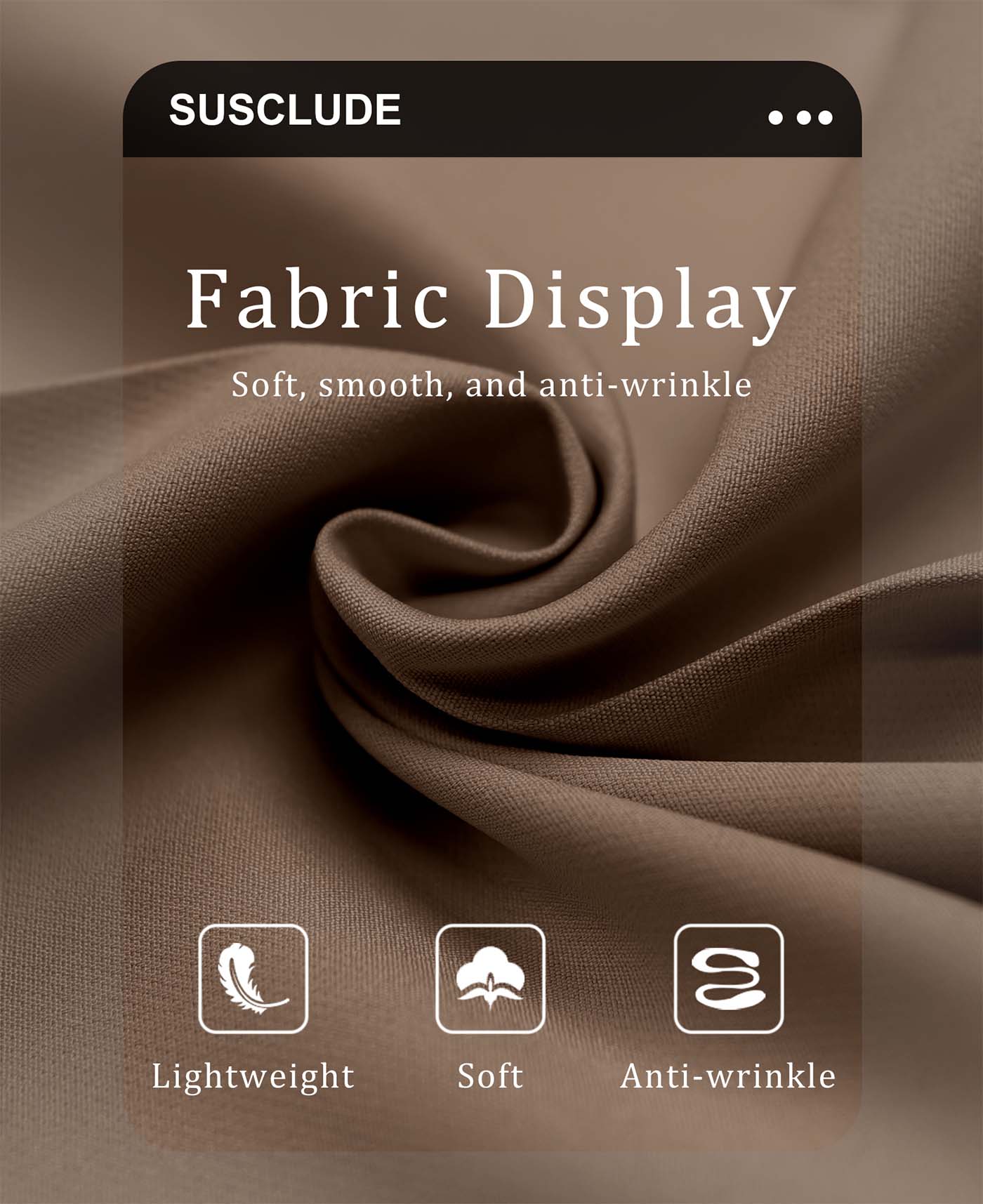 Lightweight soft wrinkle resistant fabric ideal for everyday wear with minimal care needed.