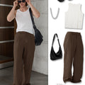 Styling ideas with brown Men's Pleated Baggy Dress Pants vests bags and more for versatile looks.