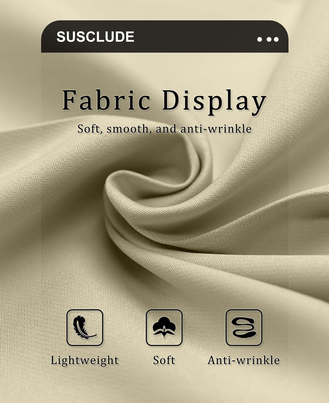 Lightweight soft wrinkle resistant fabric ideal for everyday wear with minimal care needed.