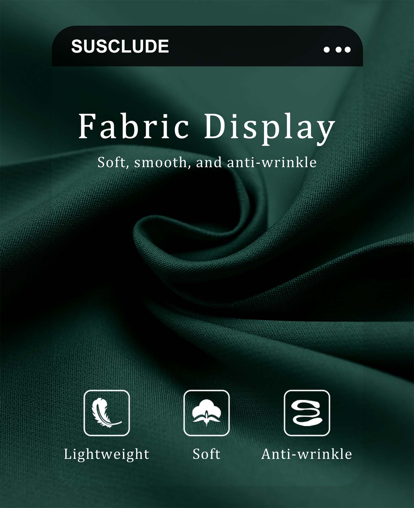 Lightweight soft wrinkle resistant fabric ideal for everyday wear with minimal care needed.