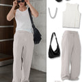 Styling ideas with light gray Men's Pleated Baggy Dress Pants vests bags and more for versatile looks.