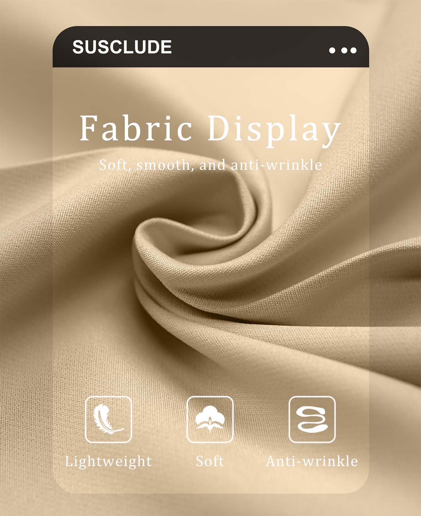 Lightweight soft wrinkle resistant fabric ideal for everyday wear with minimal care needed.