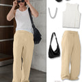 Styling ideas with light khaki Men's Pleated Baggy Dress Pants vests bags and more for versatile looks.