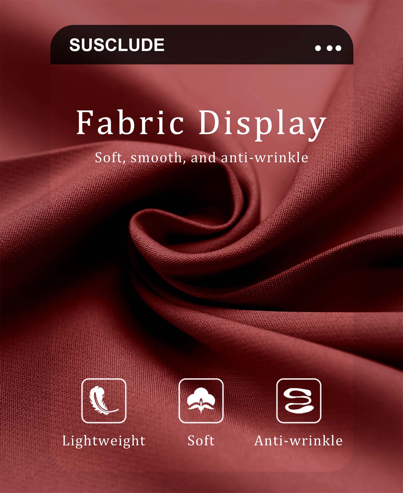 Lightweight soft wrinkle resistant fabric ideal for everyday wear with minimal care needed.