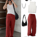 Styling ideas with red Men's Pleated Baggy Dress Pants vests bags and more for versatile looks.