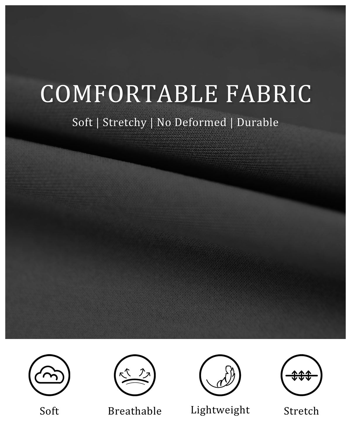 Soft, breathable, lightweight fabric with stretch for men's pleated baggy sweatpants, durable and shape-retaining.