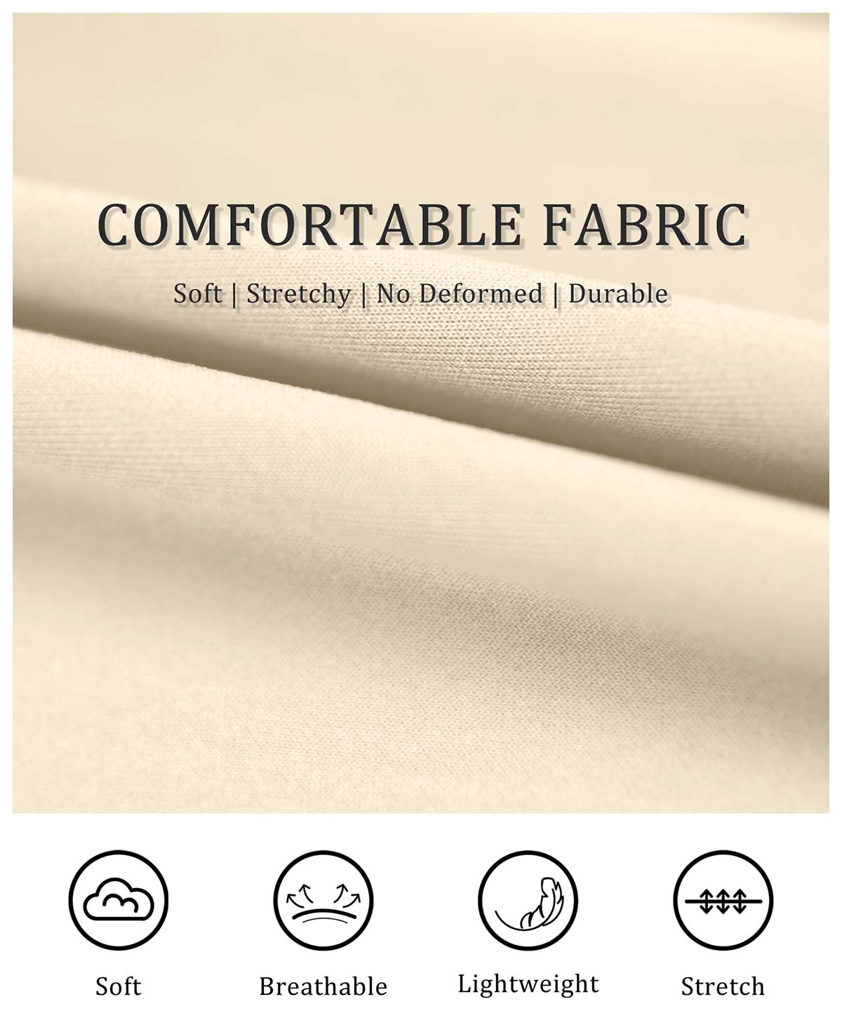 Soft, breathable, lightweight fabric with stretch for men's pleated baggy sweatpants, durable and shape-retaining.