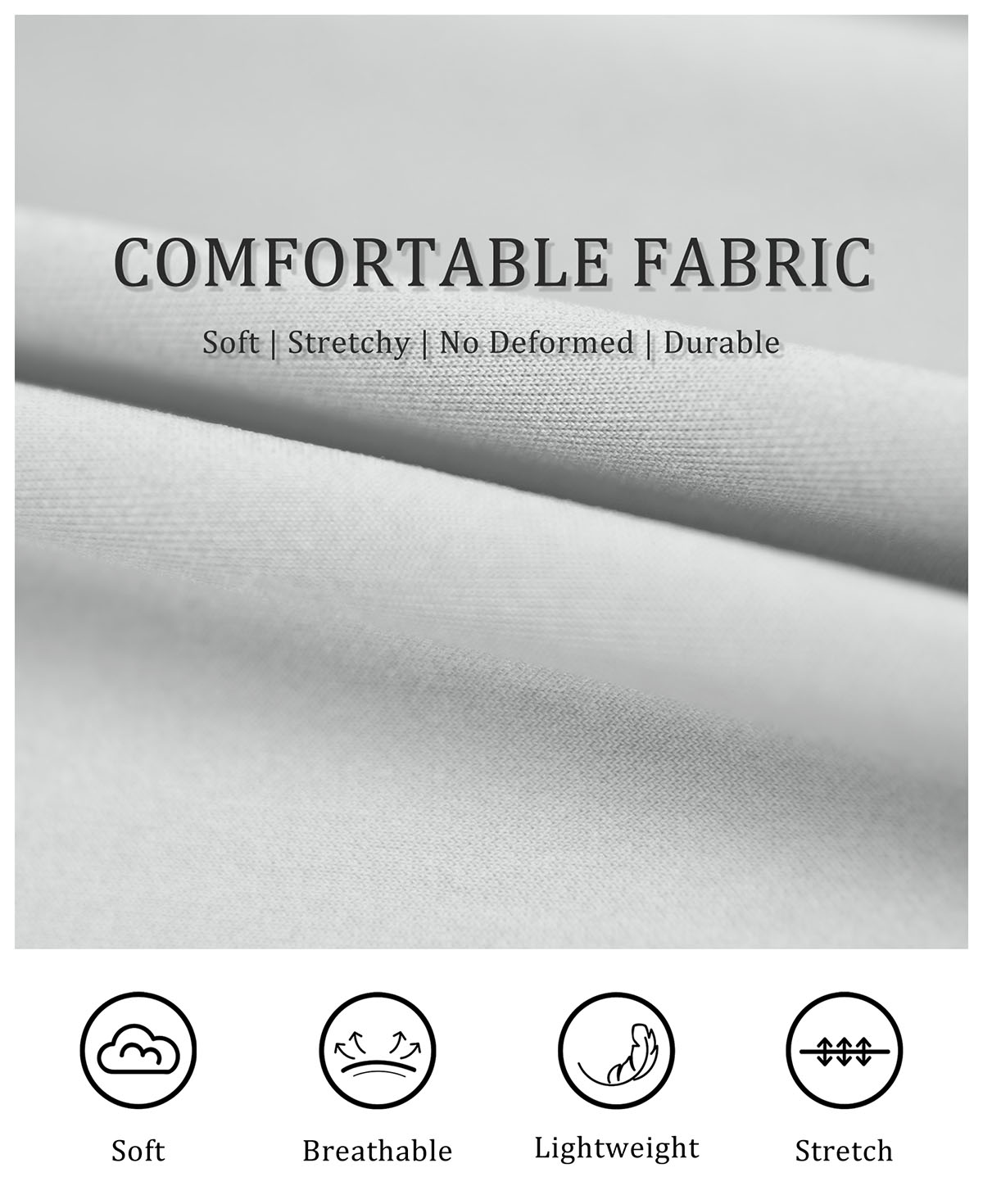 Soft, breathable, lightweight fabric with stretch for men's pleated baggy sweatpants, durable and shape-retaining.
