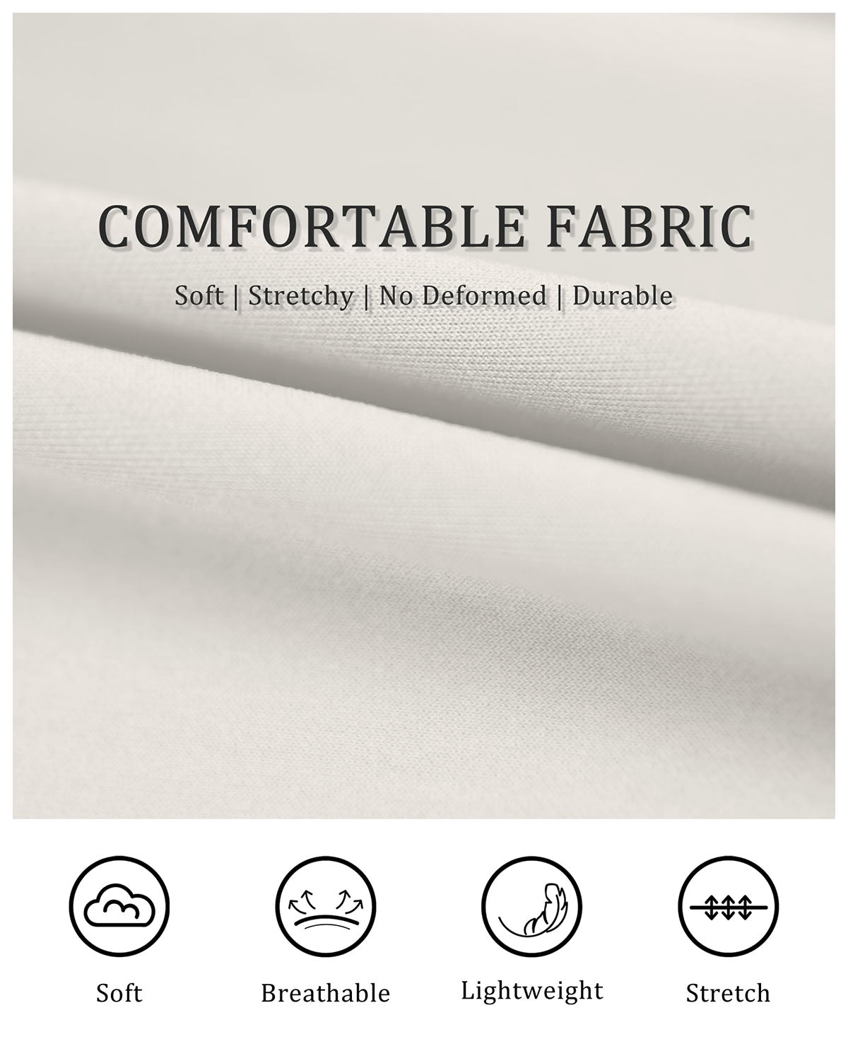 Soft, breathable, lightweight fabric with stretch for men's pleated baggy sweatpants, durable and shape-retaining.