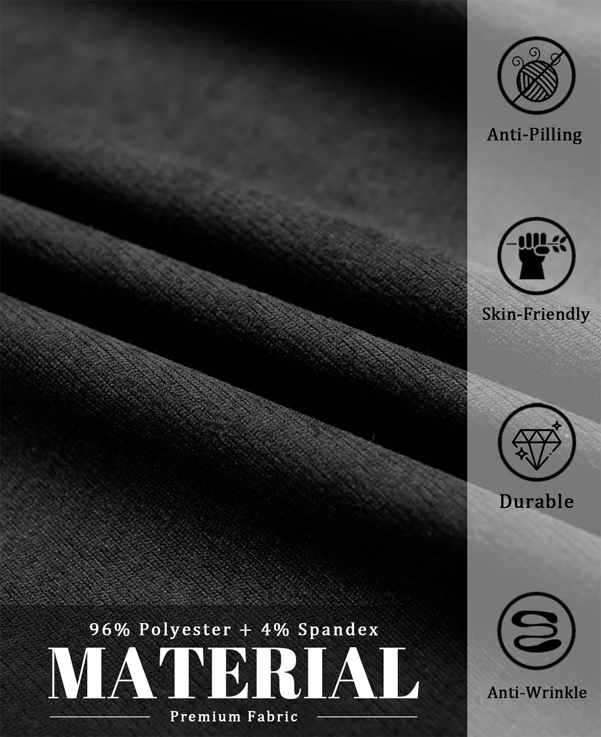 96% polyester , 4% spandex fabric of Mens Pleated Dress Pants, anti-pilling, skin-friendly, durable, wrinkle-resistant.
