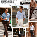 Real-life styling in black, white, gray, brown, perfect for street, vacation, or casual days wearing Mens Pleated Dress Pants.