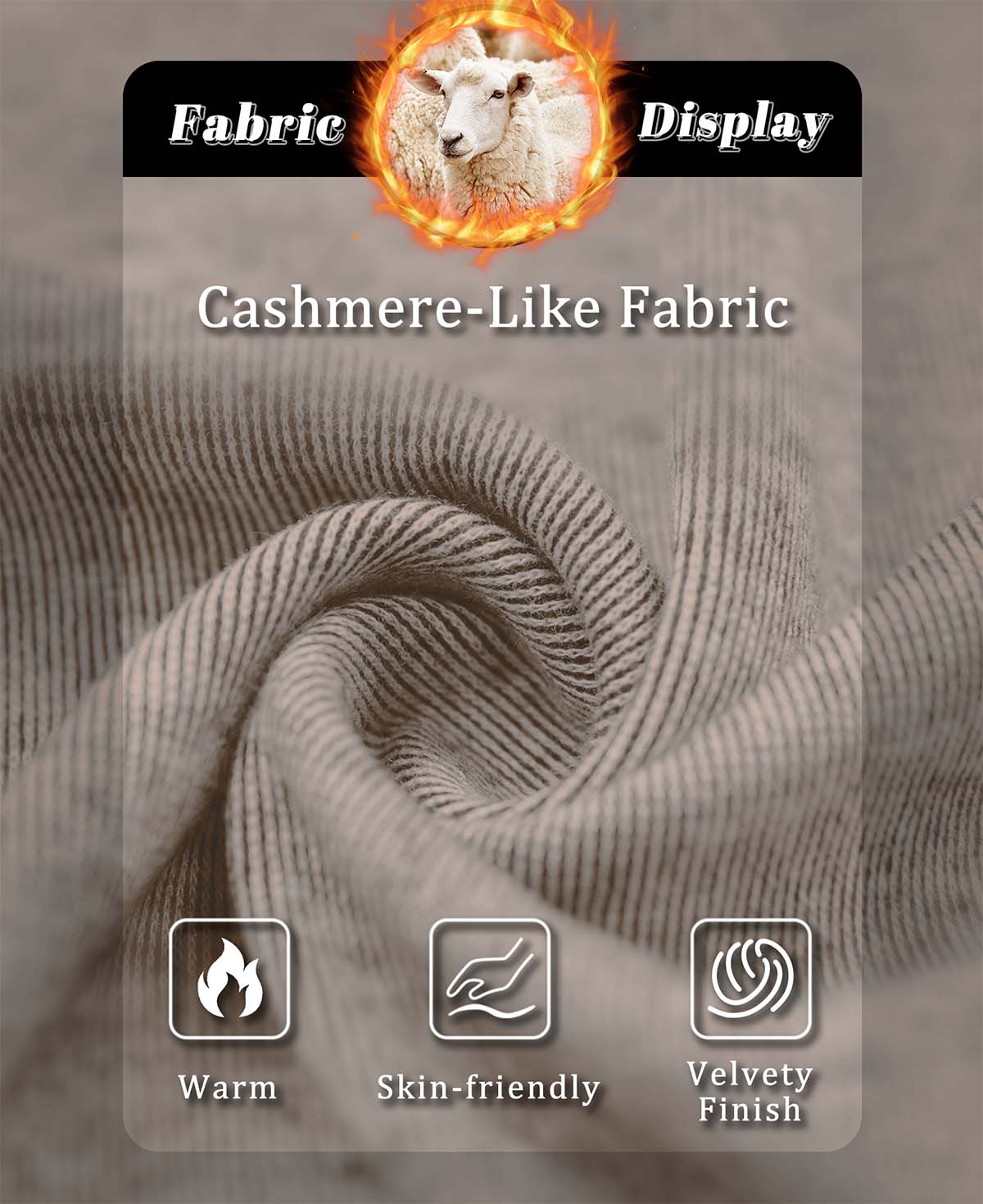 Cashmere-like fabric: warm, skin-friendly, velvety texture, perfect for apricot Men's Quarter Zip Sweater.