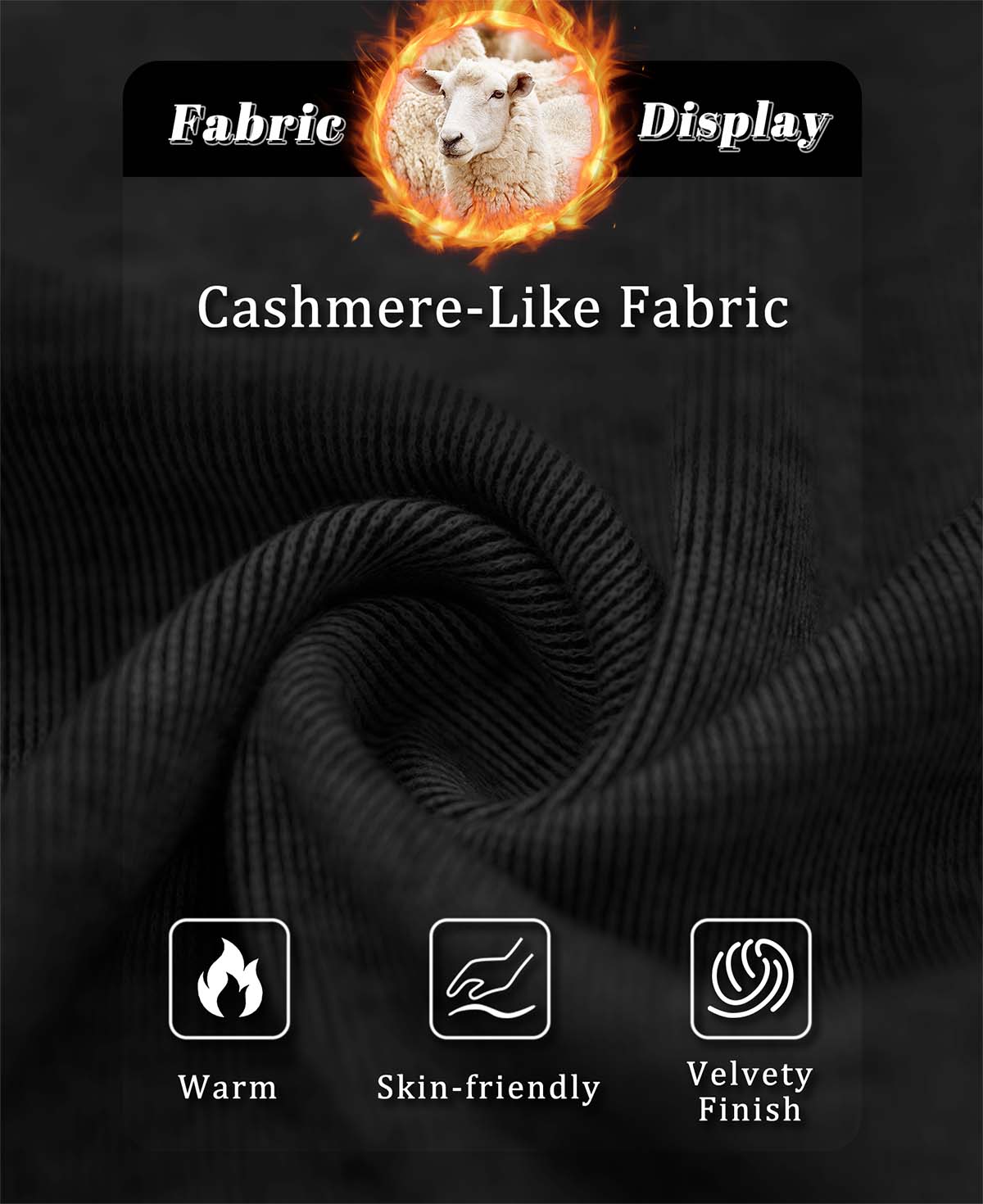 Cashmere-like fabric: warm, skin-friendly, velvety texture, perfect for black Men's Quarter Zip Sweater.