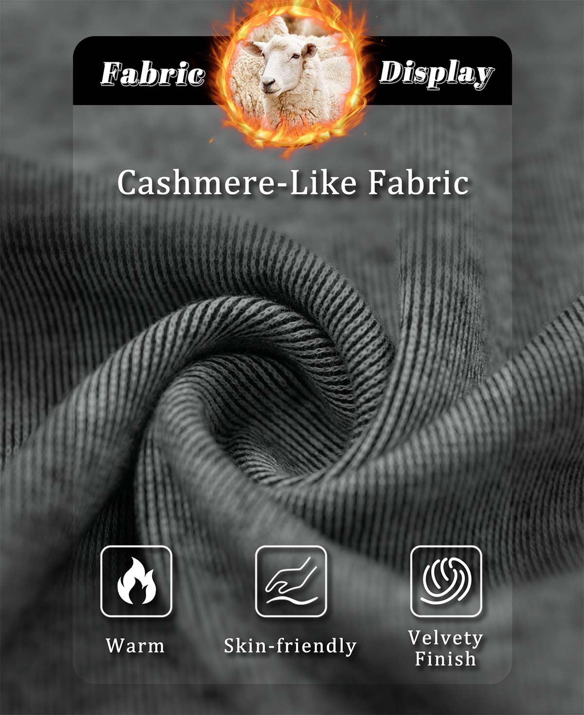 Cashmere-like fabric: warm, skin-friendly, velvety texture, perfect for grey Men's Quarter Zip Sweater.