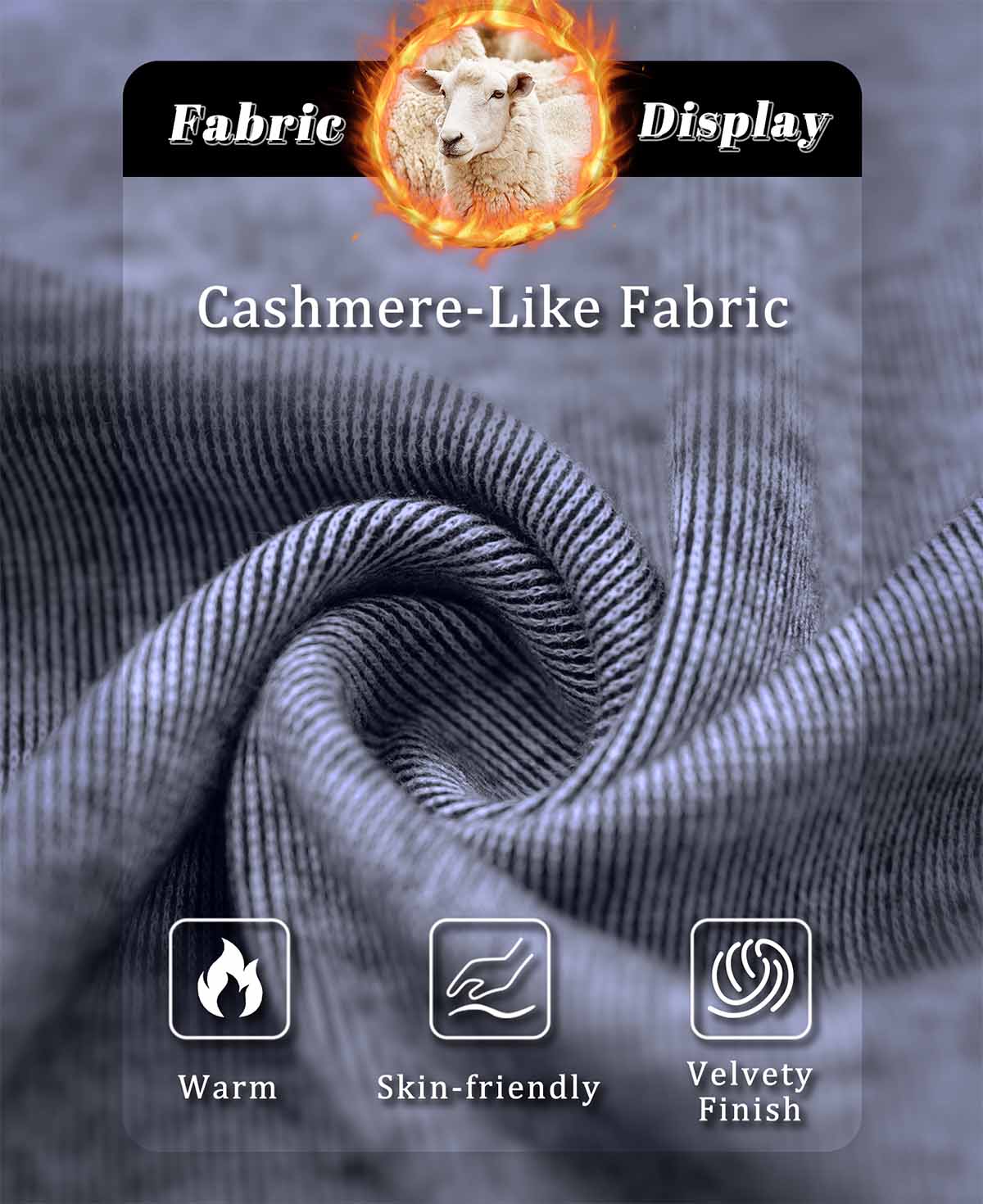 Cashmere-like fabric: warm, skin-friendly, velvety texture, perfect for navy blue Men's Quarter Zip Sweater.