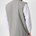 Back view of sage green Men's Softshell Vest ¨C clean, streamlined silhouette with minimalist design and flexible fit.