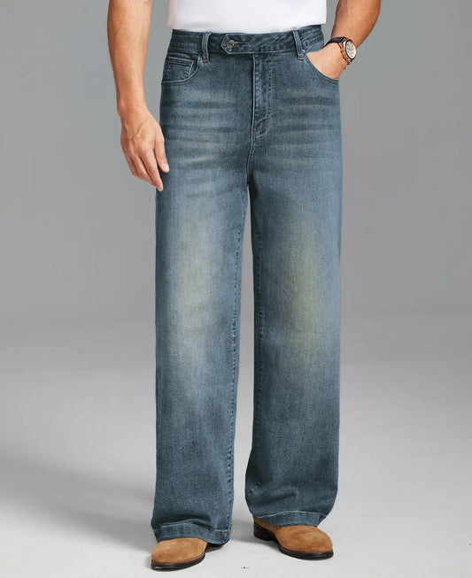 Mens Wide Leg Jeans — Sword Tab & Inner Drawstring
