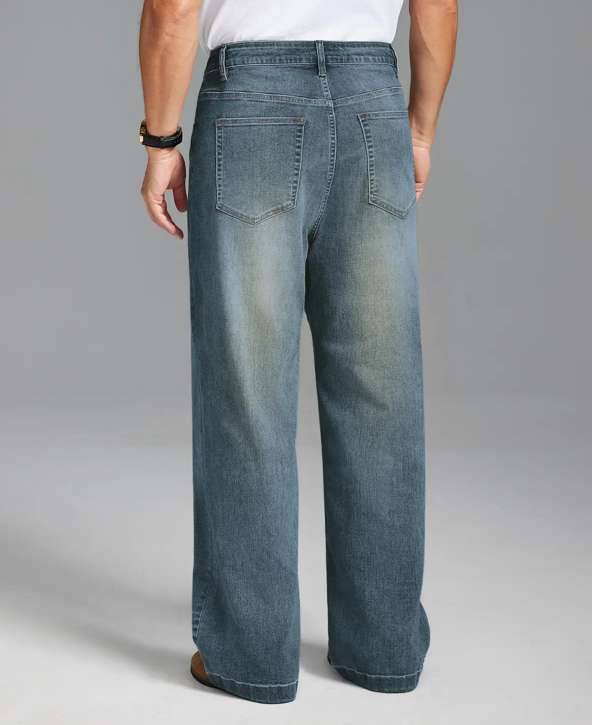 Mens Wide Leg Jeans — Sword Tab & Inner Drawstring