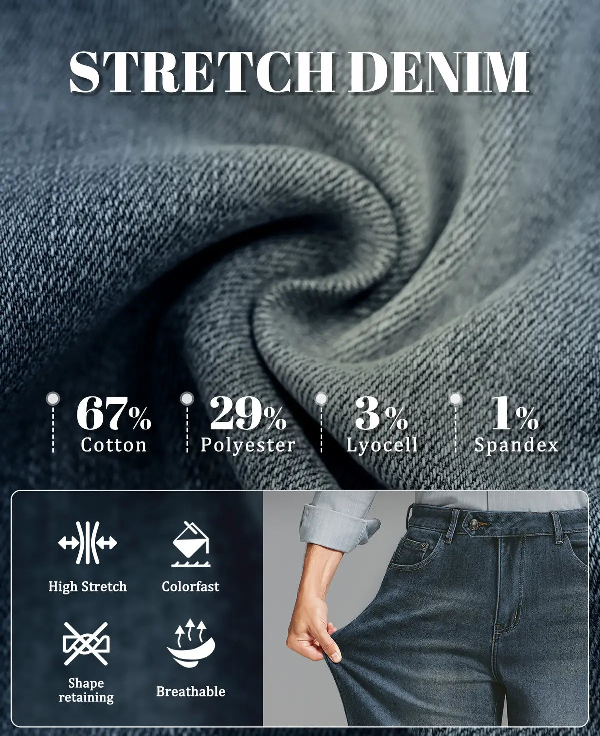 Mens Wide Leg Jeans — Sword Tab & Inner Drawstring