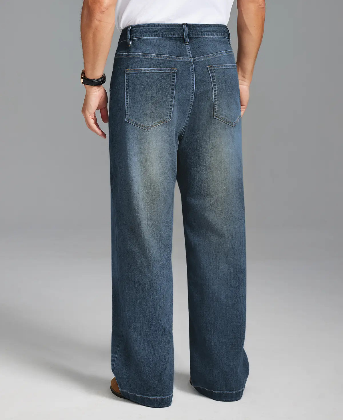 Mens Wide Leg Jeans — Sword Tab & Inner Drawstring