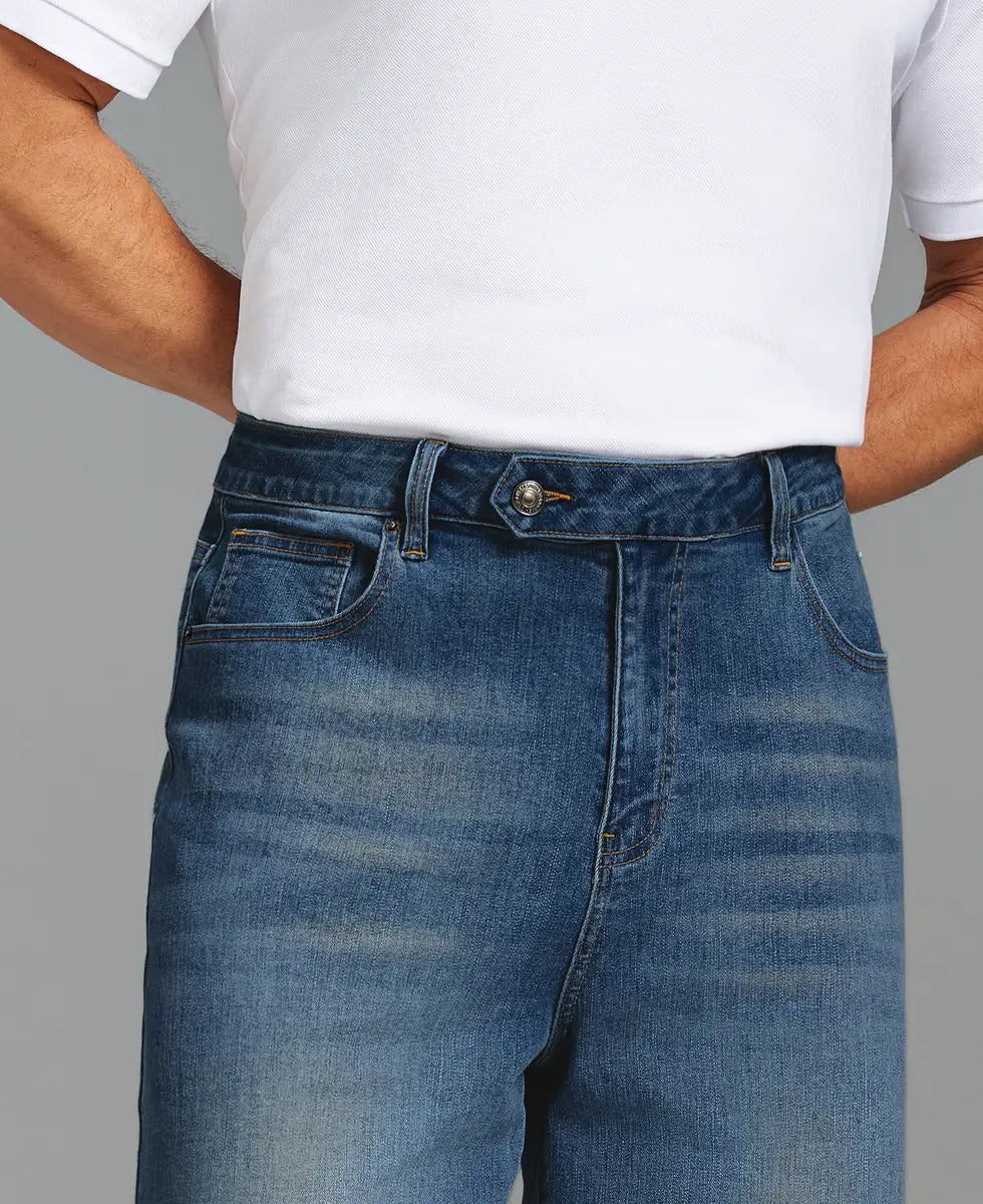 Mens Wide Leg Jeans — Sword Tab & Inner Drawstring