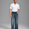Mens Wide Leg Jeans — Sword Tab & Inner Drawstring