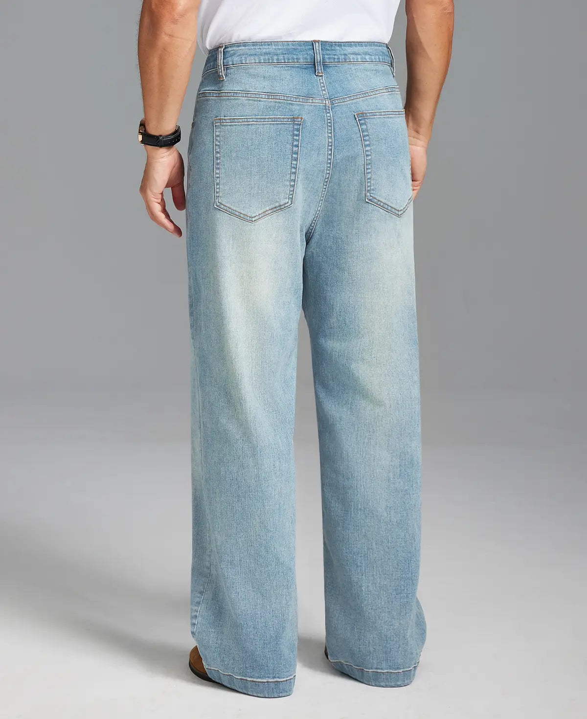 Mens Wide Leg Jeans — Sword Tab & Inner Drawstring