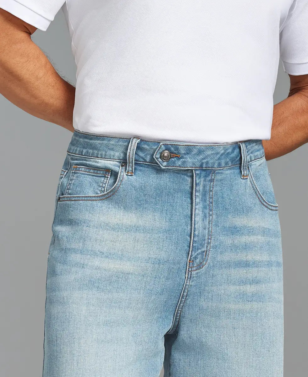 Mens Wide Leg Jeans — Sword Tab & Inner Drawstring