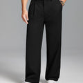 Men's Baggy Wide Leg Pants — Pleated & Elastic Waist