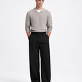 Men's Baggy Wide Leg Pants — Pleated & Elastic Waist