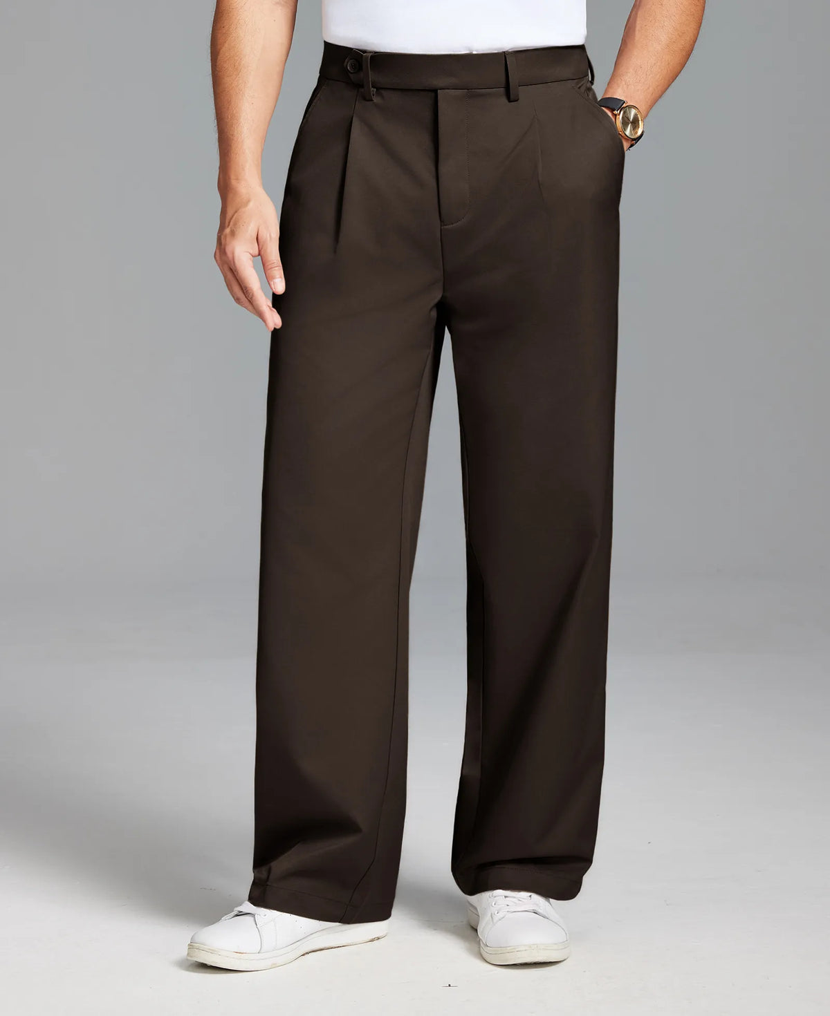 Men's Baggy Wide Leg Pants — Pleated & Elastic Waist