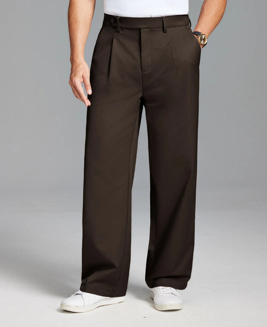 Men's Baggy Wide Leg Pants — Pleated & Elastic Waist