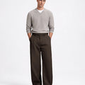 Men's Baggy Wide Leg Pants — Pleated & Elastic Waist