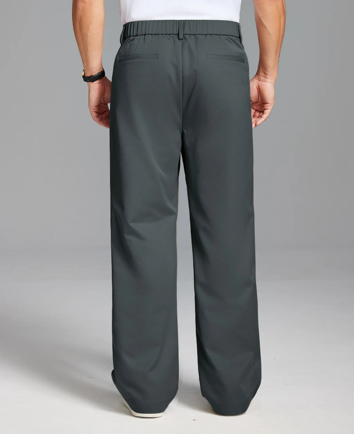 Men's Baggy Wide Leg Pants — Pleated & Elastic Waist