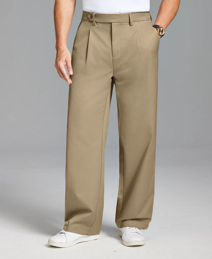 Men's Baggy Wide Leg Pants — Pleated & Elastic Waist
