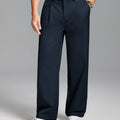Men's Baggy Wide Leg Pants — Pleated & Elastic Waist