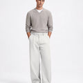 Men's Baggy Wide Leg Pants — Pleated & Elastic Waist