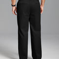 Men's Wide Leg Pleated Dress Pants with Drawstring Waist