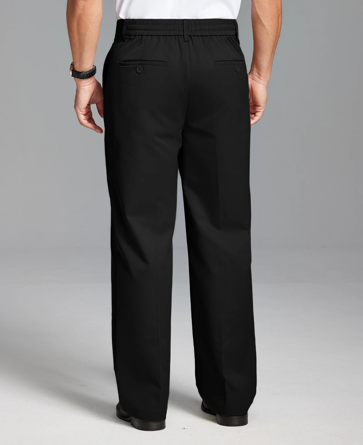 Men's Wide Leg Pleated Dress Pants with Drawstring Waist